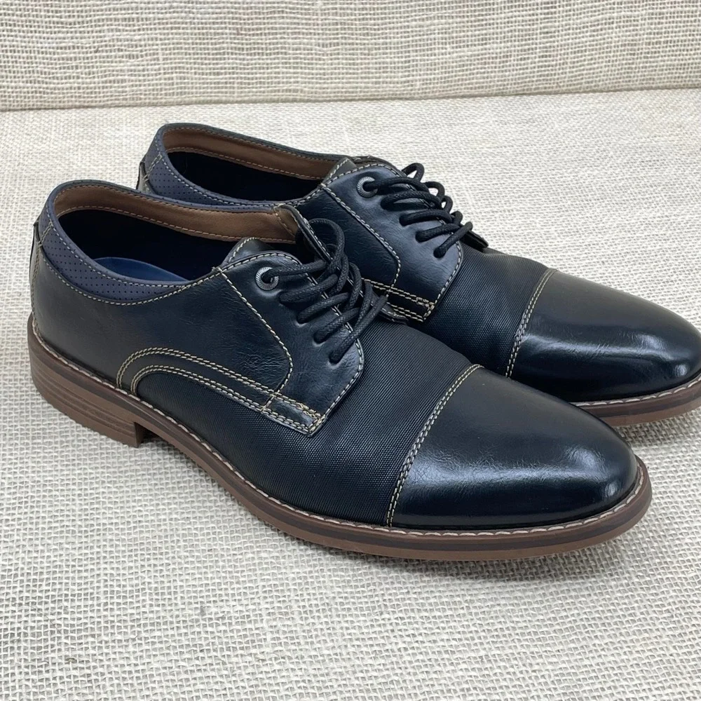 CHAPS Mens Black‎ Cap Toe Oxford Dress Shoes Size 9.5 Wide
